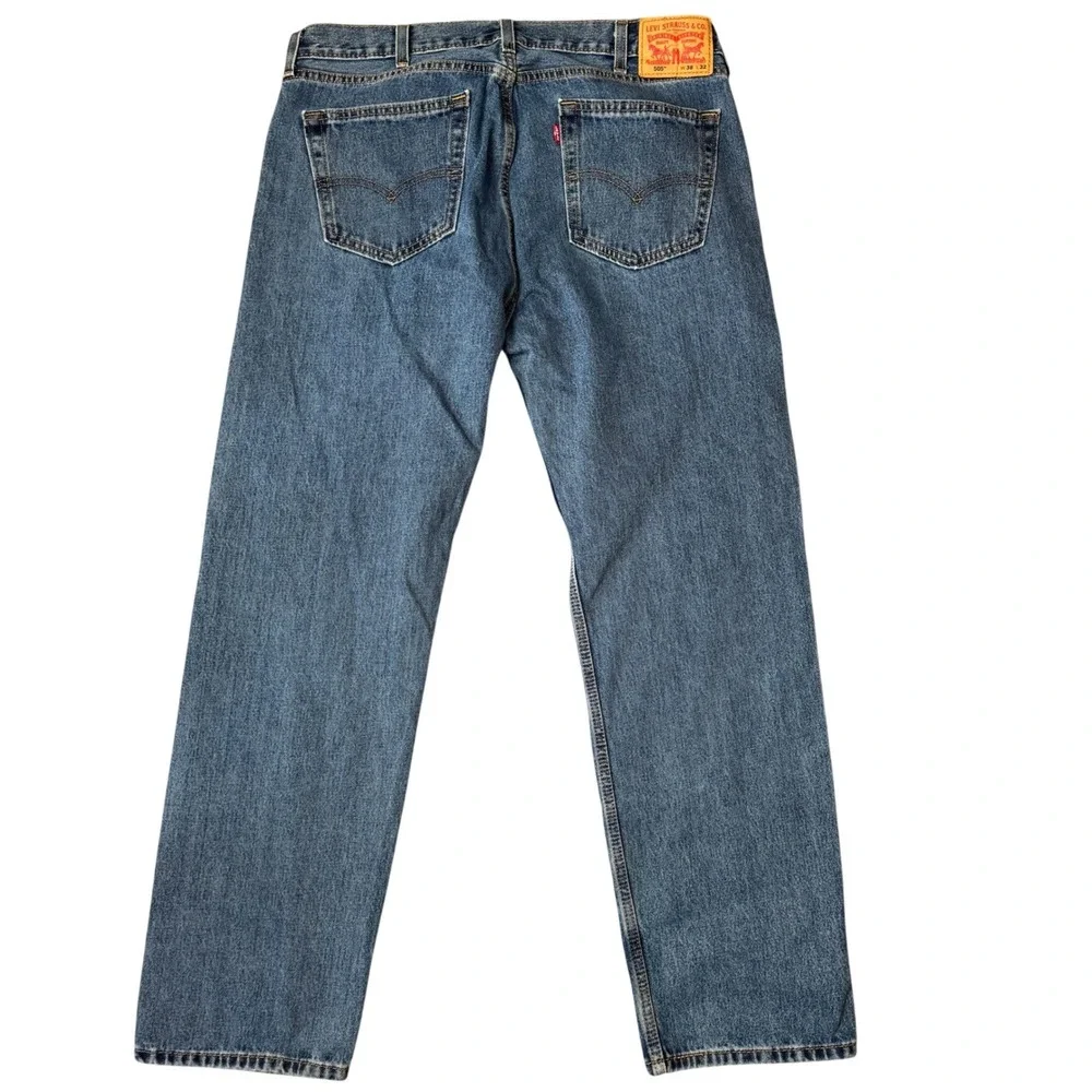 Levis 505 Regular‎ Fit Jeans Mens 38x32 Medium Wash Blue Straight Leg Denim